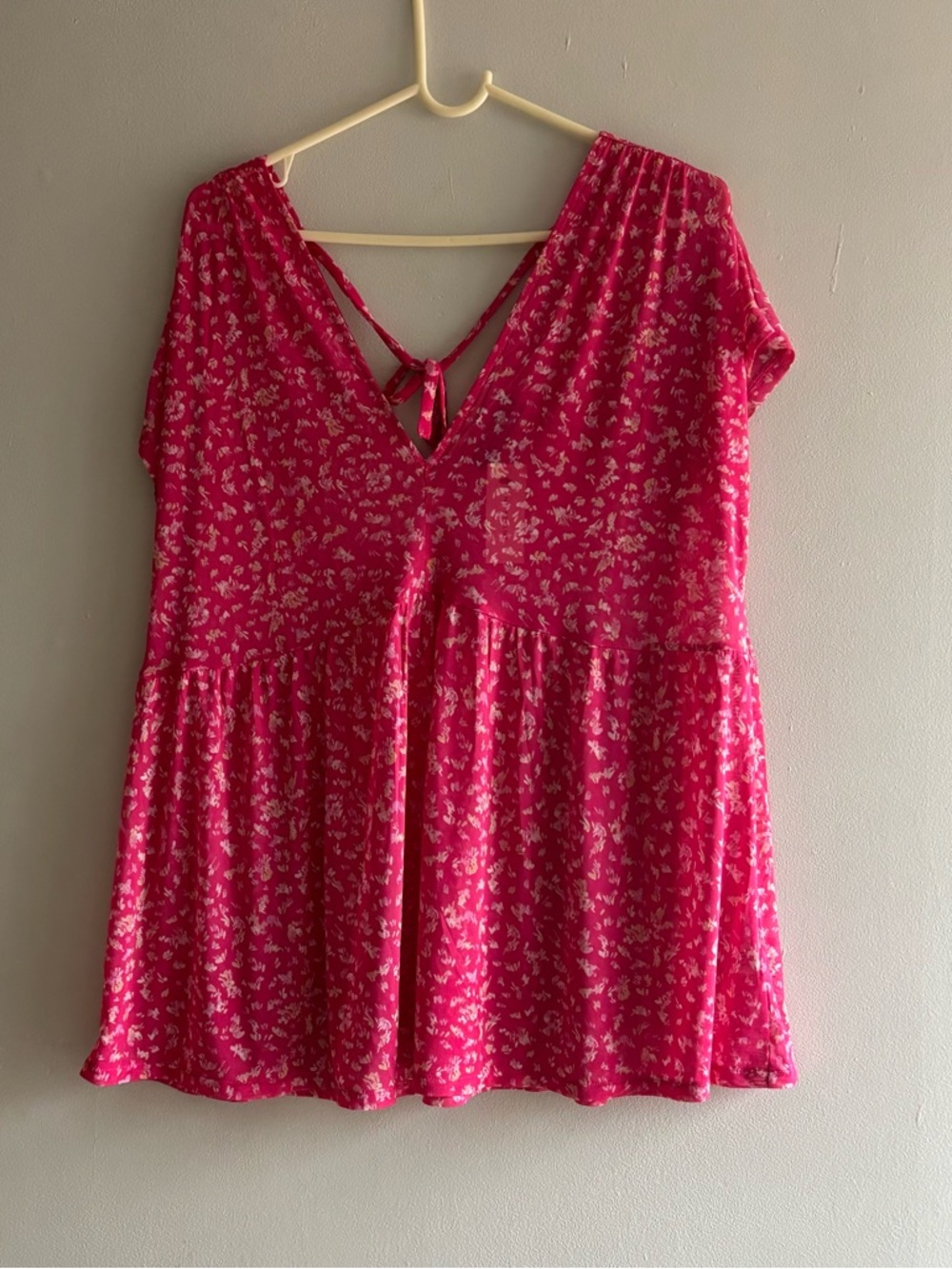 Lane Bryant Pink Floral Babydoll Top Size 14/16 Romantic Coquette Feminine Fairy